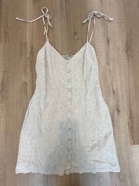 Abercrombie & Fitch Linen-Blend Mini Dress In Beige Size Large